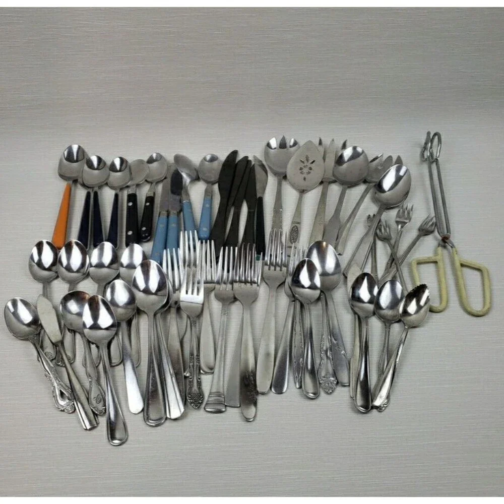 Mix Lot of Flatware Silverware Serving Utensil Stainless Spoons Forks Knives
